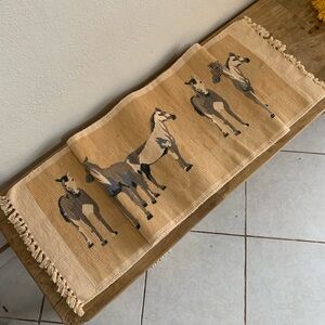 Vintage western cotton woven horse farmhouse table runner